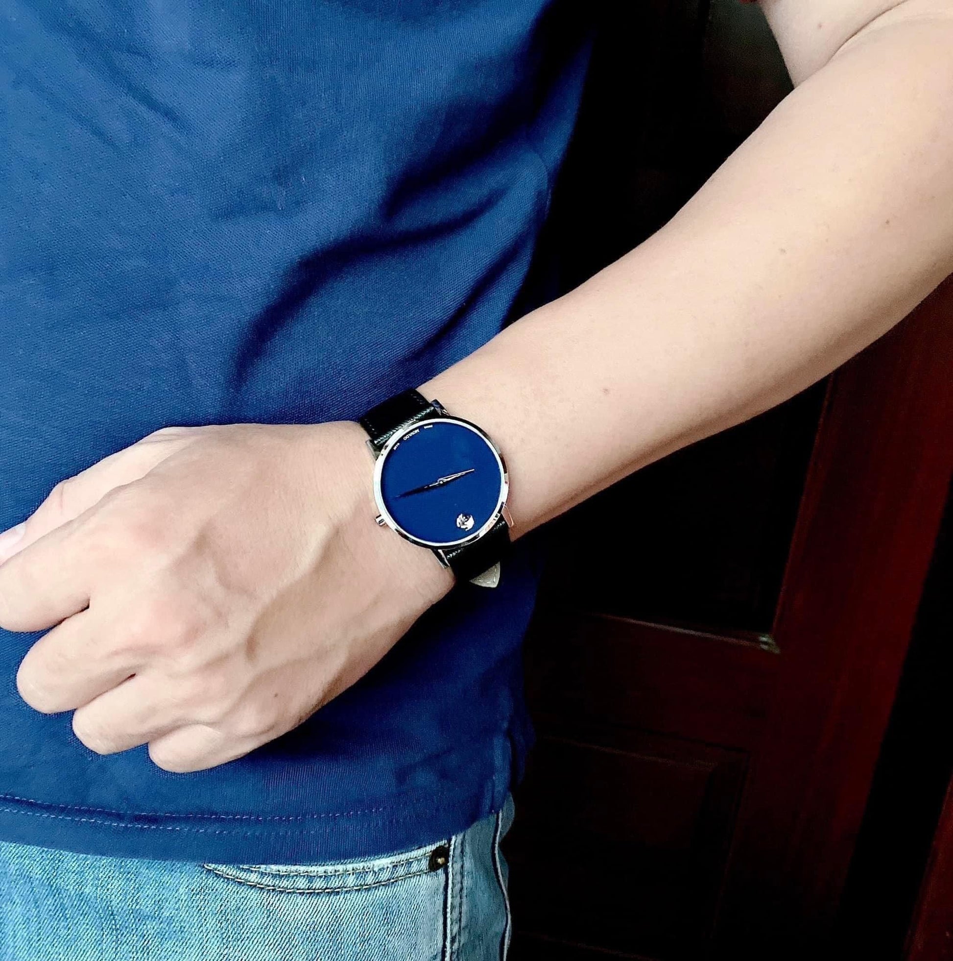 Shop Authentic Movado Museum Classic Blue Dial Black Leather Strap Watch for Men - 0607197 - Luxxuri