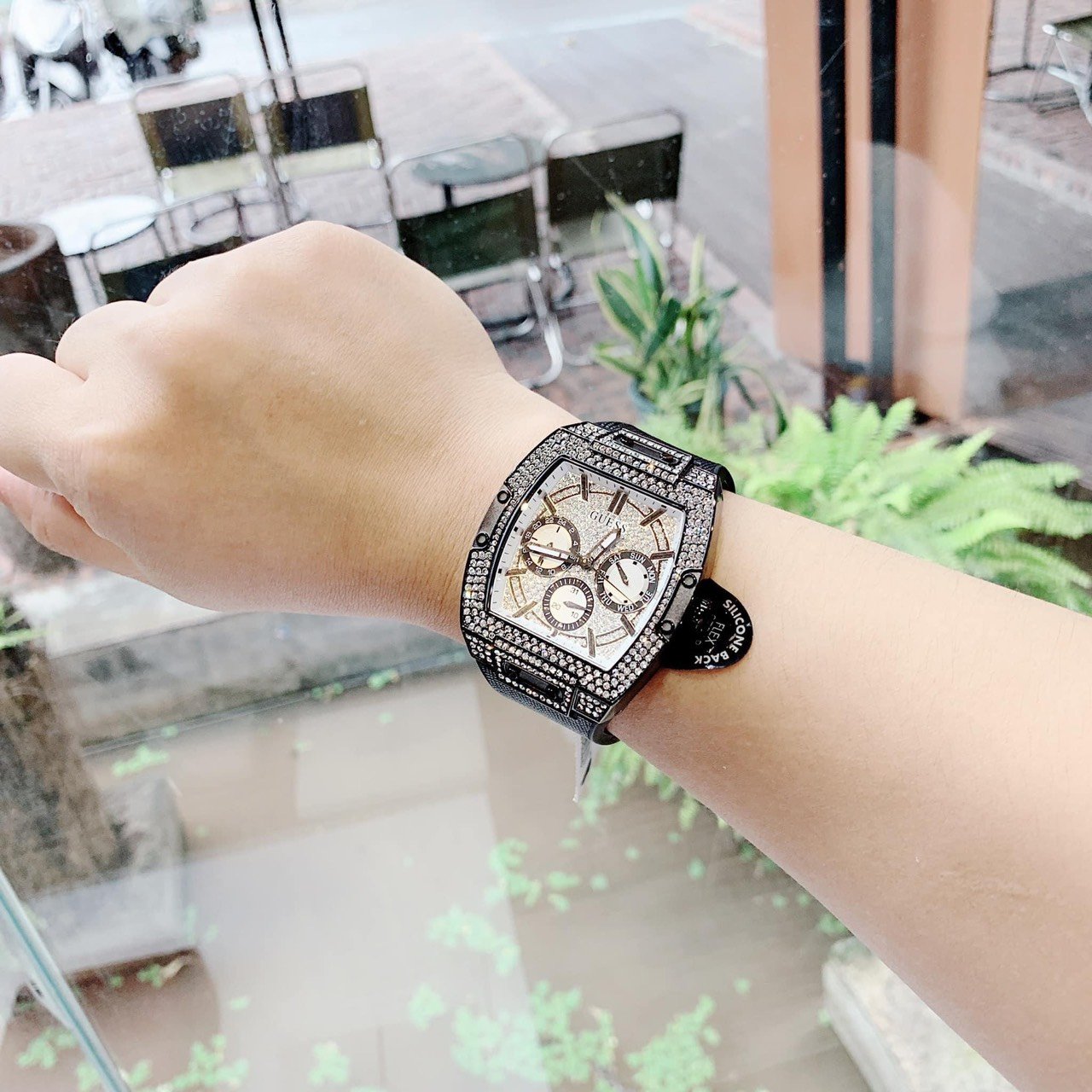 Shop Authentic Guess Phoenix Multifunction Silver Dial Black Silicone Strap Watch For Men - GW0048G1 - Luxxuri