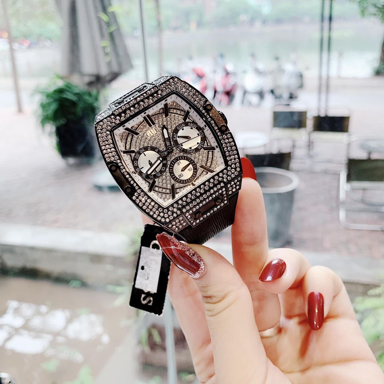 Shop Authentic Guess Phoenix Multifunction Silver Dial Black Silicone Strap Watch For Men - GW0048G1 - Luxxuri