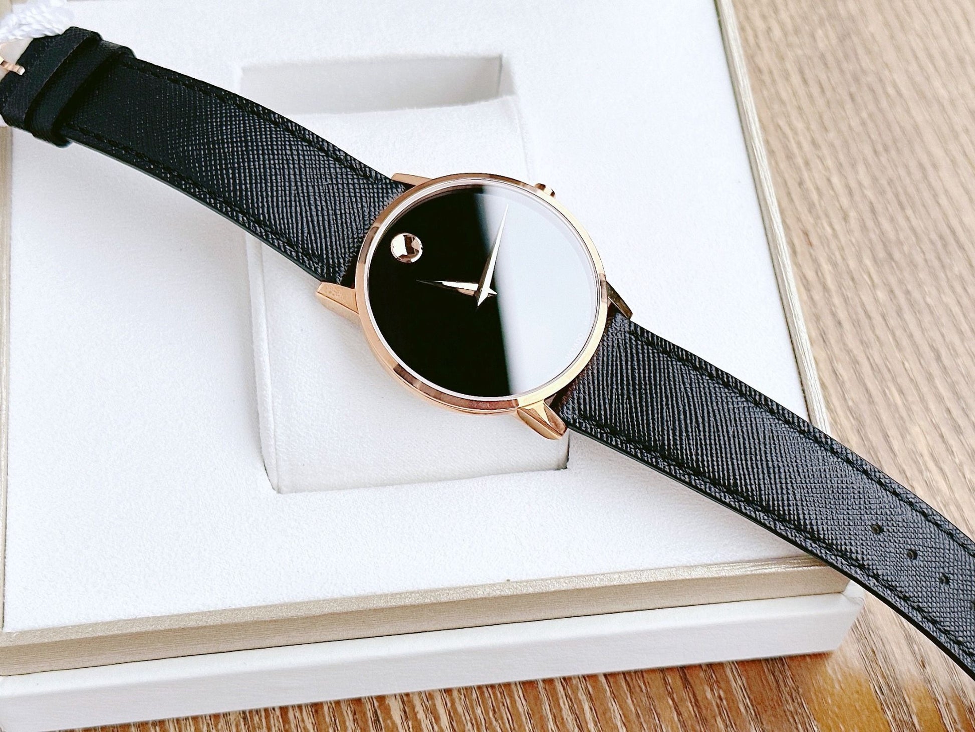 Shop Authentic Movado Museum Classic Black Dial Black Leather Strap Watch for Men - 0607196 - Luxxuri