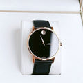 Shop Authentic Movado Museum Classic Black Dial Black Leather Strap Watch for Men - 0607196 - Luxxuri
