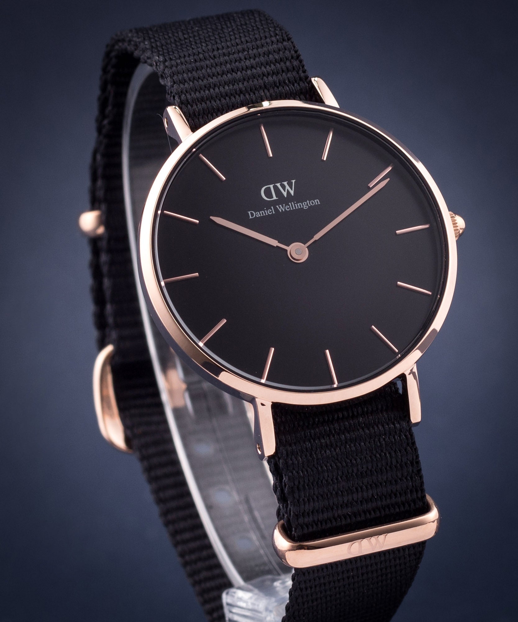 Shop Authentic Daniel Wellington Classic Petite Cornwall Black Dial Black NATO Strap Watch For Women - DW00100215 - Luxxuri