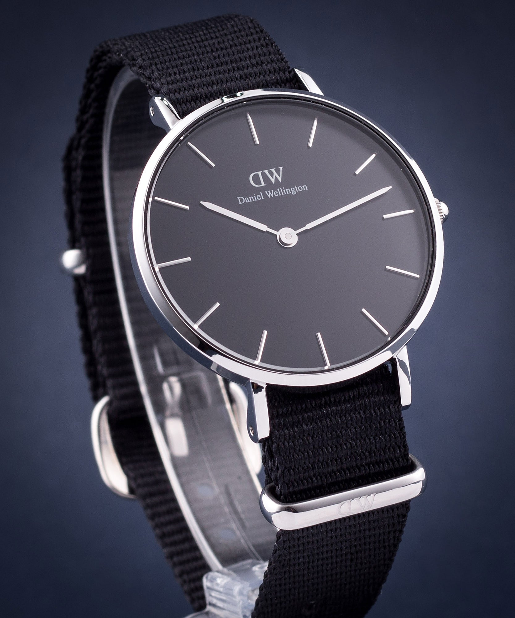 Shop Authentic Daniel Wellington Classic Petite Cornwall Black Dial Black NATO Strap Watch For Women - DW00100216 - Luxxuri