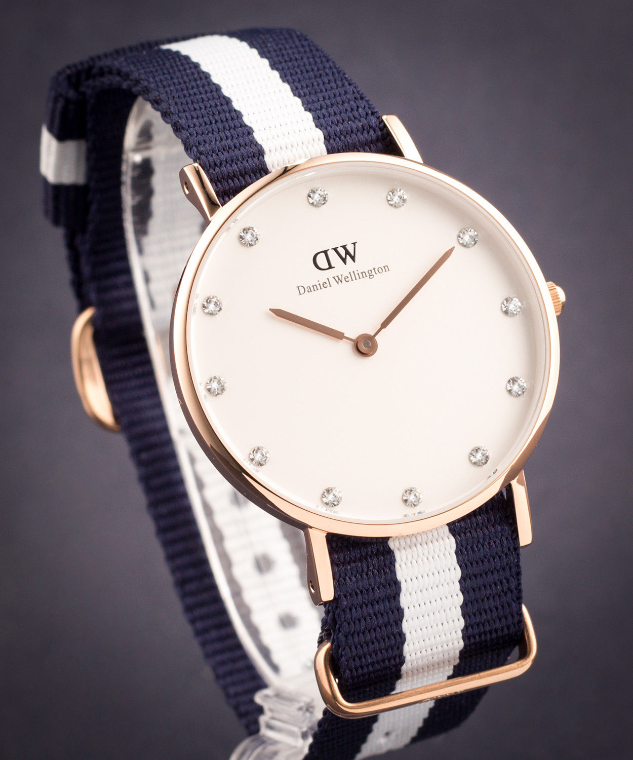 Shop Authentic Daniel Wellington Classy Glasgow White Dial Two Tone Nylon Strap Watch For Women - DW00100078 - Luxxuri