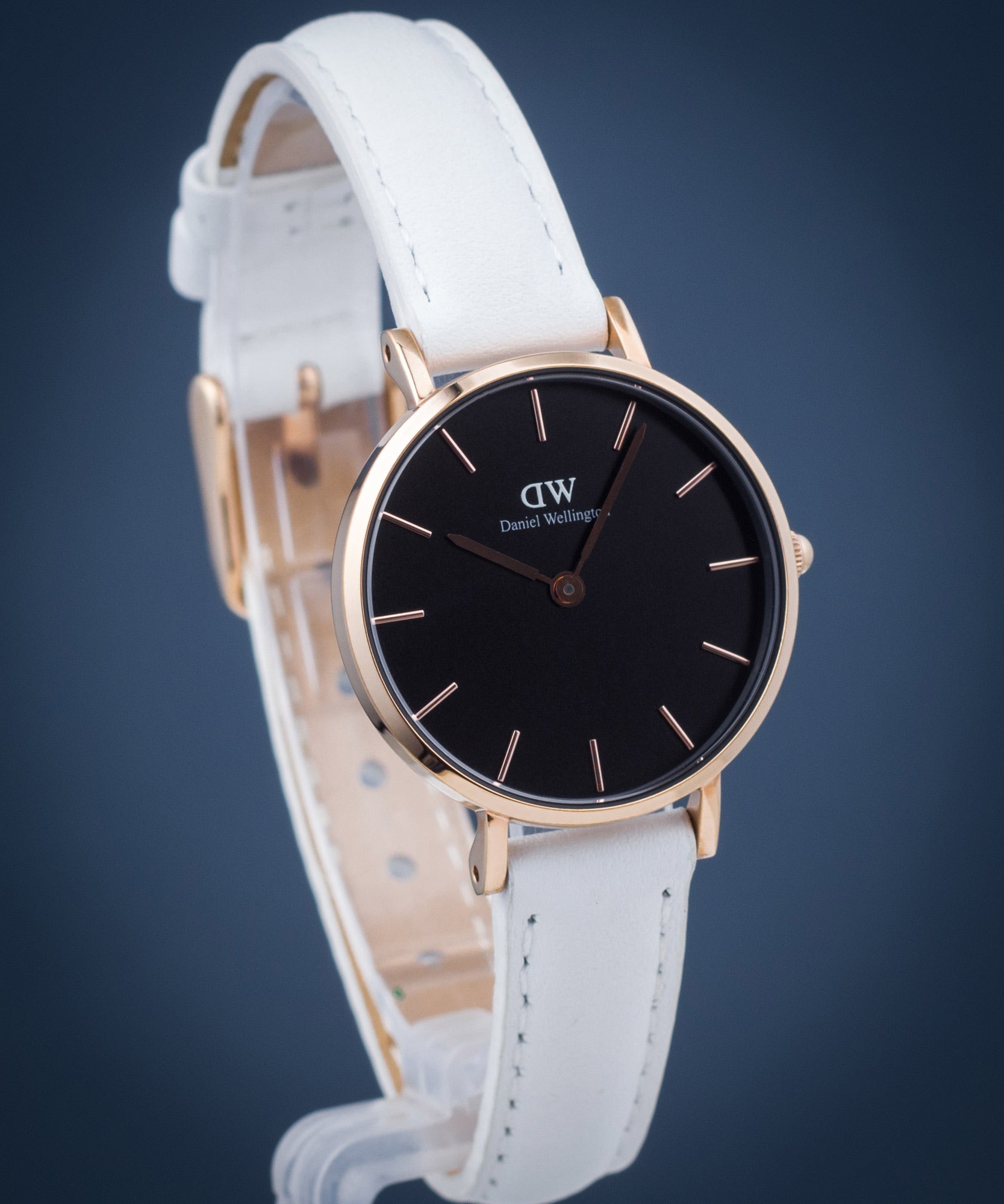 Shop Authentic Daniel Wellington Classic Petite Bondi Black Dial White Leather Strap Watch For Women - DW00100285 - Luxxuri