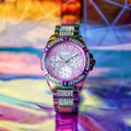 Shop Authentic Guess Lady Frontier Diamonds Silver Dial Multicolor Steel Strap Watch for Women - GW0044L1 - Luxxuri