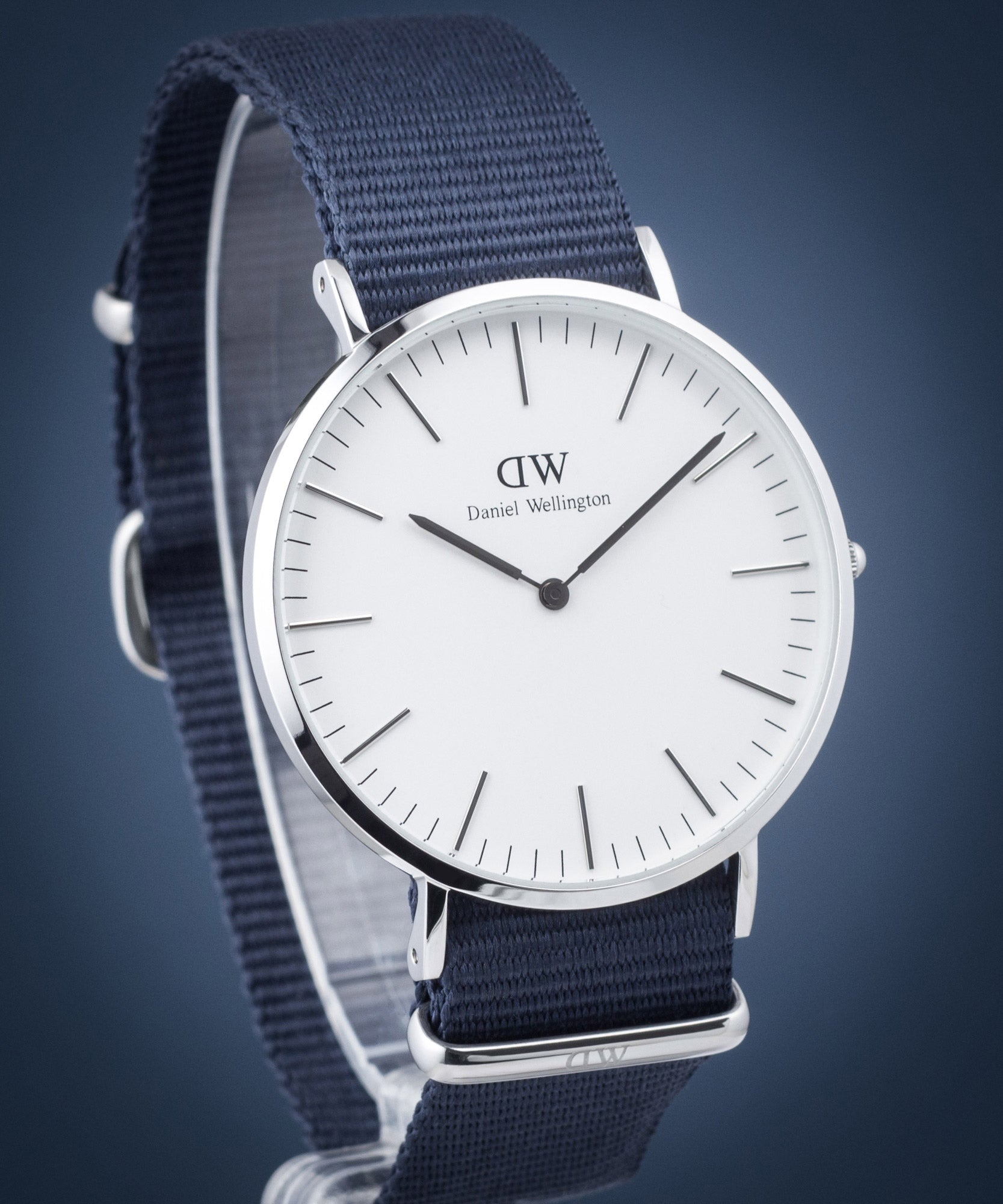 Shop Authentic Daniel Wellington Classic Bayswater White Dial Blue NATO Strap Watch For Men - DW00100276 - Luxxuri
