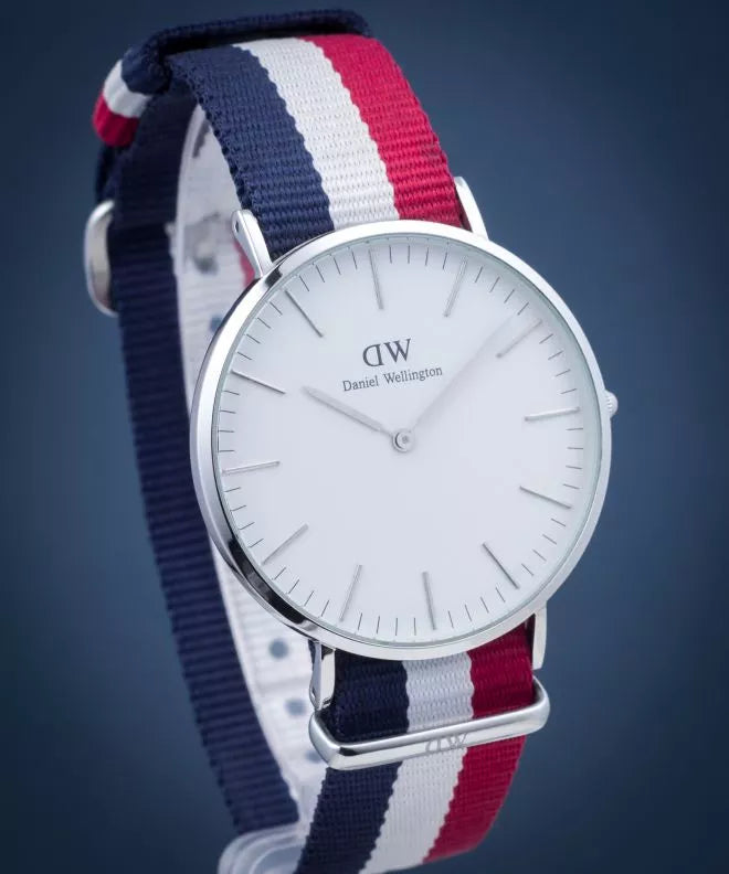 Shop Authentic Daniel Wellington Classic Cambridge White Dial Two Tone Nylon Strap Watch For Men - DW00100017 - Luxxuri
