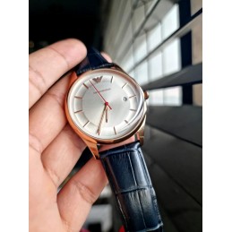 Shop Authentic Emporio Armani Classic Silver Dial Blue Leather Strap Watch For Men - AR11131 - Luxxuri