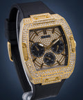 Shop Authentic Guess Phoenix Multifunction Crystals Gold Dial Black Silicone Strap Watch For Men - GW0048G2 - Luxxuri