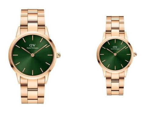 Shop Authentic Daniel Wellington Iconic Link Emerald Green Dial Rose Gold Steel Strap Watch For Women - DW00100421 - Luxxuri