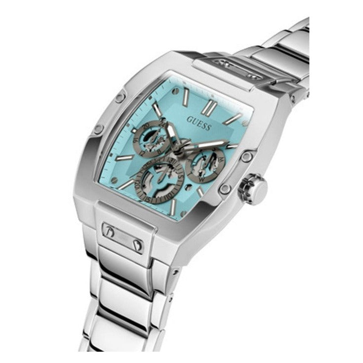 Shop Authentic Guess Phoenix Multi Function Aqua Blue Dial Silver Steel Strap Watch for Men - GW0456G4 - Luxxuri