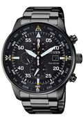 Citizen Sports Eco Drive Black Dial Black Steel Strap Watch For Men - CA0695-84E