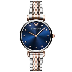  Shop Authentic Emporio Armani Gianni T Bar Crystal Blue Dial Two Tone Steel Strap Watch For Women - AR11092 - Luxxuri