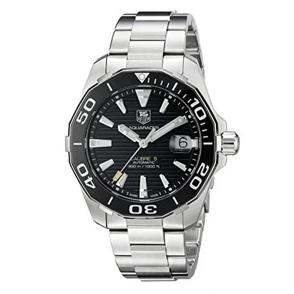  Shop Authentic Tag Heuer Aquaracer Automatic Black Dial Silver Steel Strap Watch for Men - WAY211A.BA0928 - Luxxuri
