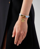  Shop Authentic Versace Medusa Lock Icon Quartz Gold Dial Pink & Blue Leather Strap Watch For Women - VEDW00219 - Luxxuri