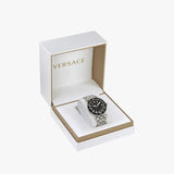  Shop Authentic Versace Greca Sport Quartz Black Dial Silver Steel Strap Watch For Men - VEZ300321 - Luxxuri