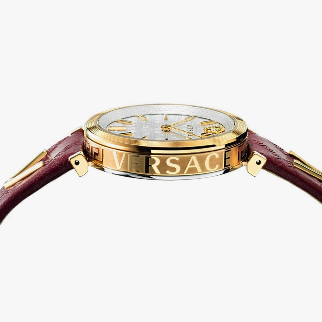 Shop Authentic Versace V-Twist Silver Dial Red Leather Strap Watch for for Women - VELS00519 - Luxxuri