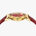 Versace V-Motif Red Dial Red Leather Strap Watch for Women - VERE00418