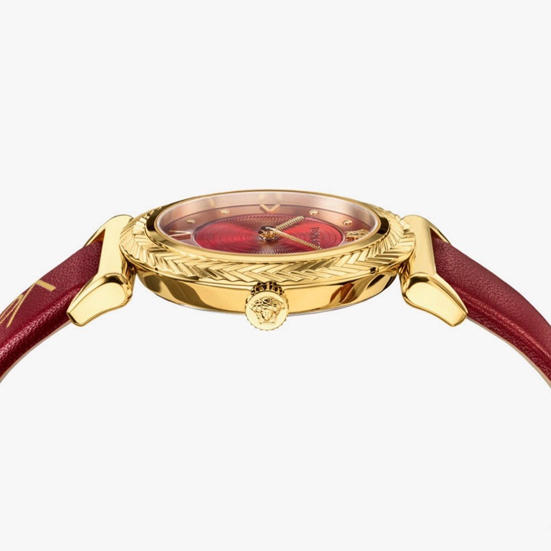  Shop Authentic Versace V-Motif Red Dial Red Leather Strap Watch for Women - VERE00418 - Luxxuri