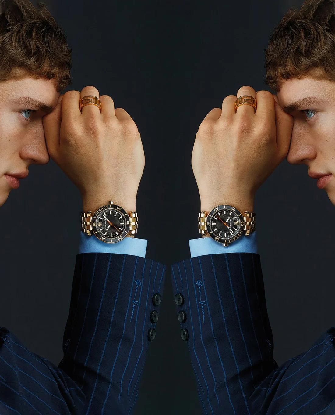  Shop Authentic Versace Greca Sport Quartz Black Dial Gold Steel Strap Watch for Men - VEZ300721 - Luxxuri