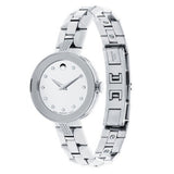  Shop Authentic Movado Sapphire Diamonds Silver Dial Silver Steel Strap Watch For Women - 606814 - Luxxuri