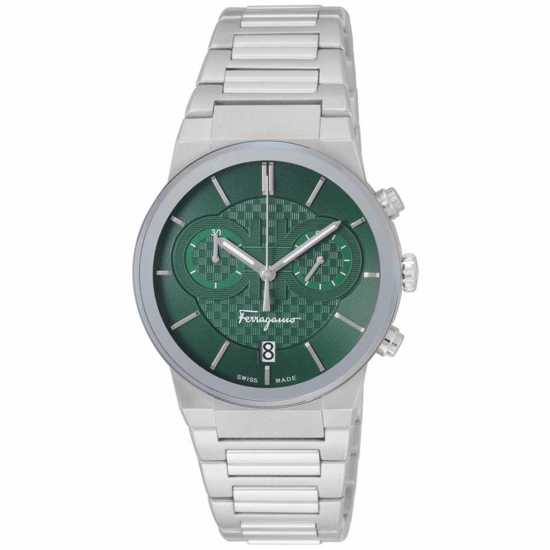  Shop Authentic Salvatore Ferragamo Sapphire Chrono Green Dial Silver Steel Strap Watch for Men - SFME00421 - Luxxuri