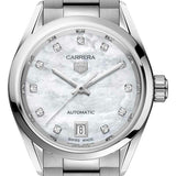  Shop Authentic Tag Heuer Carrera Diamonds Mother of Pearl Dial Silver Steel Strap Watch for Women - WBN2412.BA0621 - Luxxuri