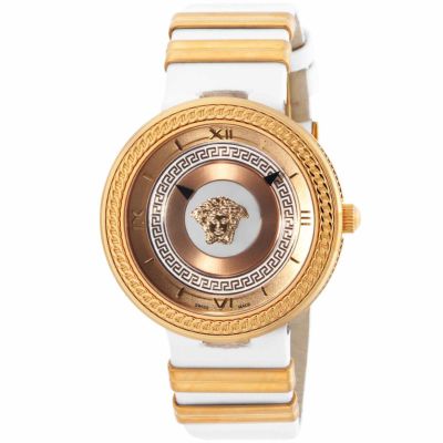  Shop Authentic Versace V Metal Icon Gold Dial White & Gold Strap Watch for Women - VLC040014 - Luxxuri