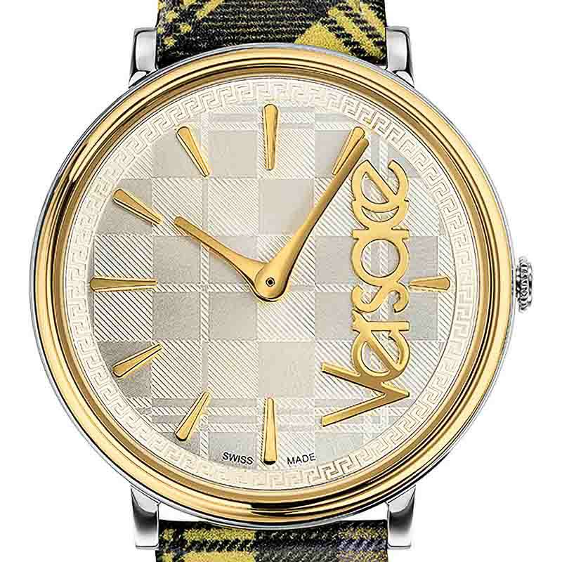  Shop Authentic Versace V-Circle The Clans Edition Silver Dial Multicolor Leather Strap Watch for Women - VE8100118 - Luxxuri