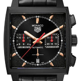  Shop Authentic Tag Heuer Monaco Automatic Chronograph Black Dial Black Leather Strap Watch for Men - CBL2180.FC6497 - Luxxuri