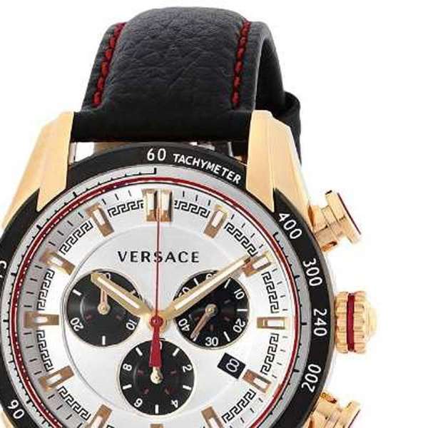  Shop Authentic Versace V-Ray Chronograph White Dial Black Leather Strap Watch for Men - VDB040014 - Luxxuri