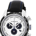 Versace V-Ray Quartz Silver Dial Black Leather Strap Watch for Men - VDB010014