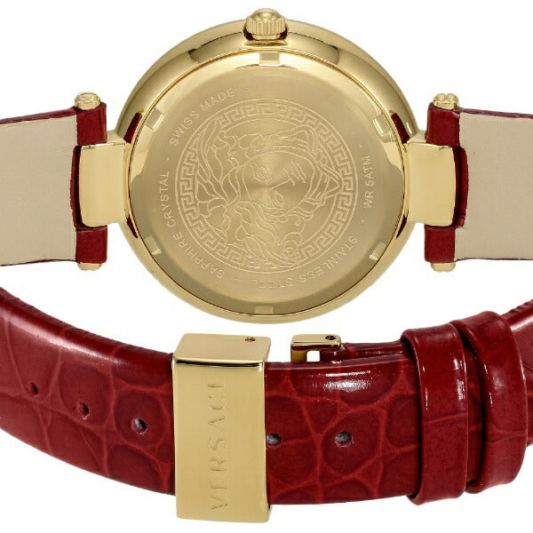 Shop Authentic Versace Crystal Gleam White Dial Red Leather Strap Watch For Women - VAN040016 - Luxxuri