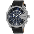  Shop Authentic Diesel Mega Chief Chronograph Blue Dial Black Leather Strap Watch For Men - DZ4423 - Luxxuri