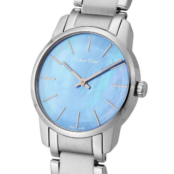 Calvin Klein City Mother of Pearl Blue Dial Silver Steel Strap Watch for Women - K2G2314X