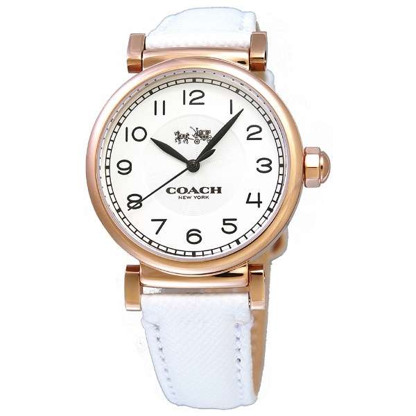 Coach Madison White Dial White Leather Strap Watch for Women - 14502408