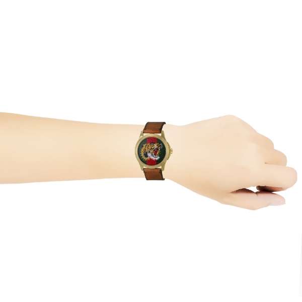  Shop Authentic Gucci Le Marche Des Merveilles Red & Green Dial Brown Leather Strap Unisex Watch - YA126497 - Luxxuri