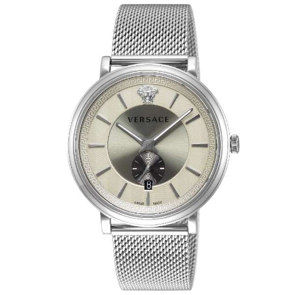  Shop Authentic Versace V-Circle Silver Dial Silver Mesh Bracelet Watch for Men - VBQ060017 - Luxxuri