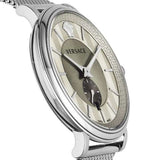  Shop Authentic Versace V-Circle Silver Dial Silver Mesh Bracelet Watch for Men - VBQ060017 - Luxxuri