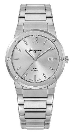  Shop Authentic Salvatore Ferragamo F-80 Classic Silver Dial Silver Steel Strap Watch for Men - SFDT02223 - Luxxuri