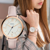  Shop Authentic Fossil Jacqueline White Dial Pink Leather Strap Watch for Women - ES3988 - Luxxuri