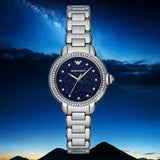  Shop Authentic Emporio Armani Mia Three Hand Crystals Blue Dial Silver Steel Strap Watch For Women - AR11630 - Luxxuri