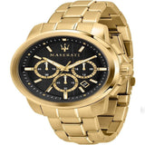  Shop Authentic Maserati Successo 44mm Black Dial Gold Stainless Steel Strap Watch For Men - R8873621013 - Luxxuri