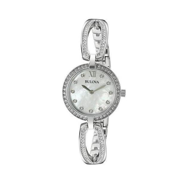  Shop Authentic Bulova Crystal Collection Mother of Pearl Dial Silver Steel Strap Watch for Women - 96L223 - Luxxuri