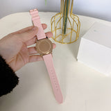  Shop Authentic Michael Kors Runway Three Hand Crystal Pave Dial Pink Rubber Strap Watch For Women - MK6854 - Luxxuri