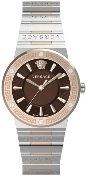  Shop Authentic Versace Grace Quartz Brown Dial Two Tone Steel Strap Watch For Women - VEVH01220 - Luxxuri