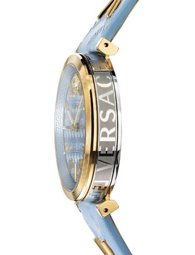  Shop Authentic Versace V-Twist Blue Dial Blue Leather Strap Watch for Women - VELS00319 - Luxxuri