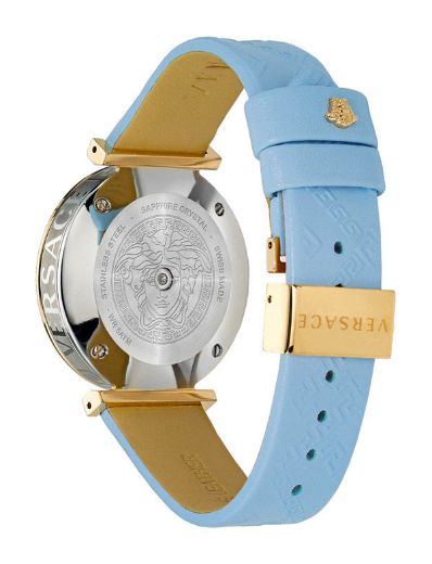  Shop Authentic Versace V-Twist Blue Dial Blue Leather Strap Watch for Women - VELS00319 - Luxxuri