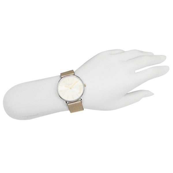Coach Perry White Dial Beige Leather Strap Watch for Women - 14503157